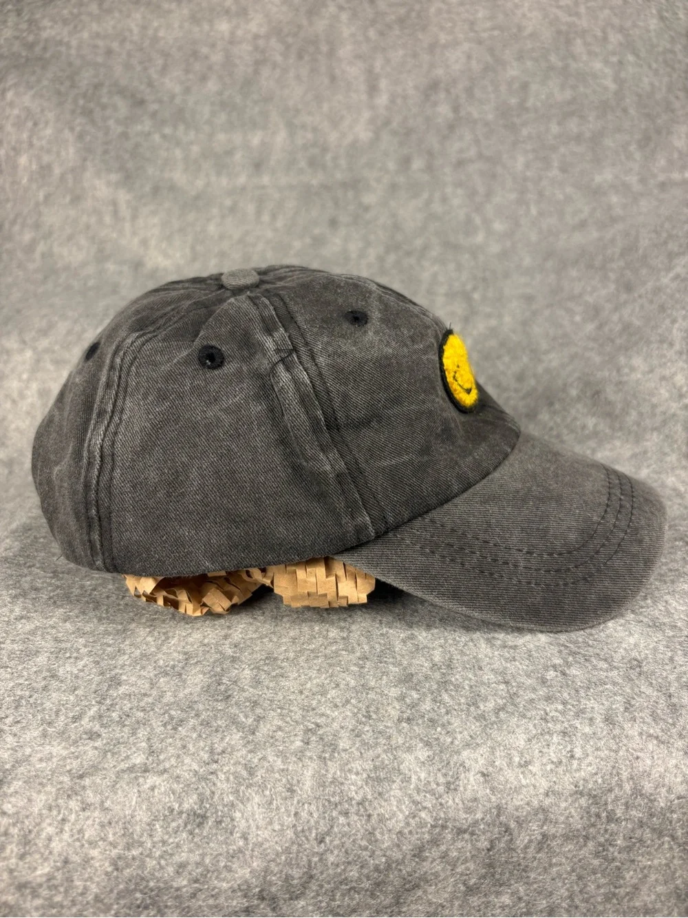 Kids Smiley Face Adjustable Snapback Hat Black